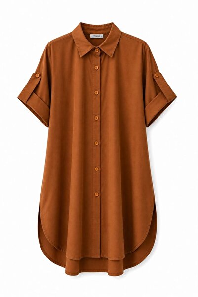 HANIQA Oversize Short Sleeve Long Basic Shirt