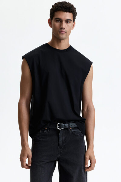H&M Pamuklu Kolsuz Üst Relaxed Fit