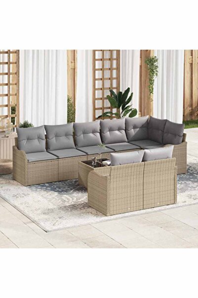 vidaxl Set de canapele pentru gradina 9 pcs Bej poliratan