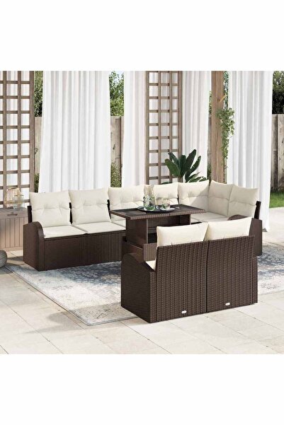 vidaxl Set de canapele pentru gradina 9 pcs Maro Rattan poli