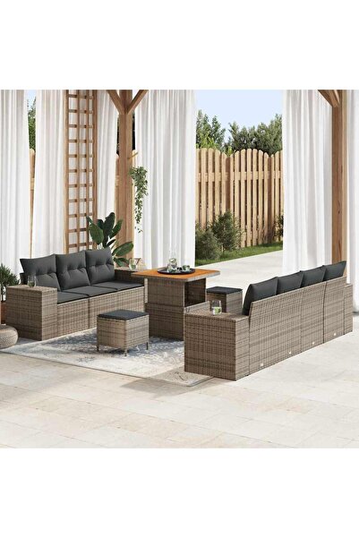 vidaxl Set de canapele pentru gradina 10 pcs Gri poliratan
