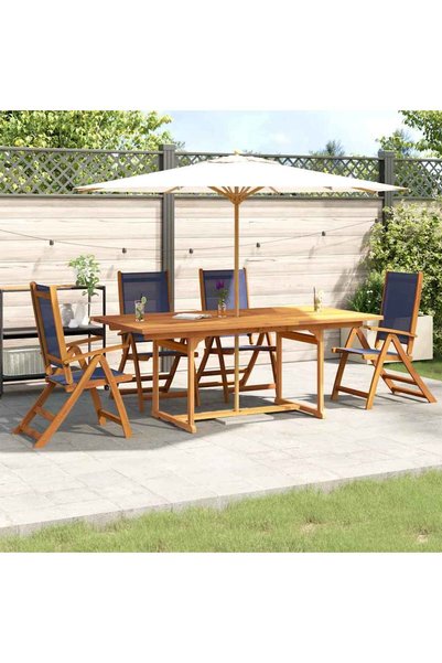 vidaxl Set mobilier de gradina, 5 piese, lemn masiv acacia/textilena
