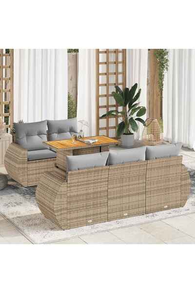 vidaxl Set canapele de gradina cu perne, 6 piese, bej, poliratan