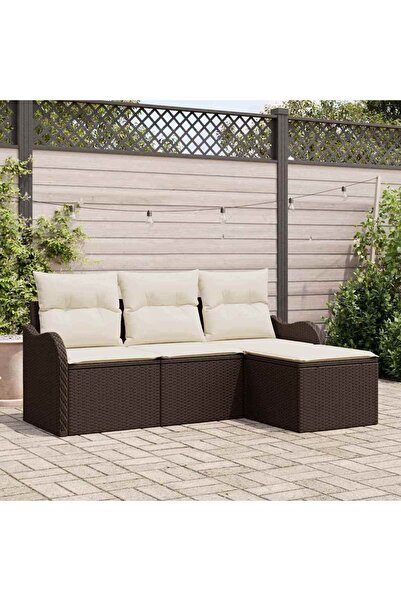 vidaxl Set de canapele pentru gradina 4 pcs Maro poliratan