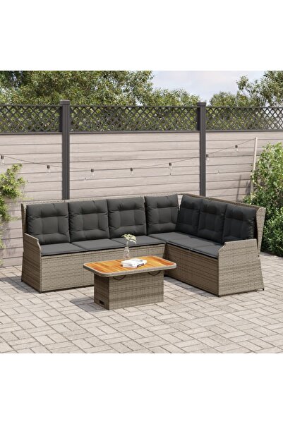 vidaxl Set mobilier de gradina cu perne, 5 piese, gri, poliratan