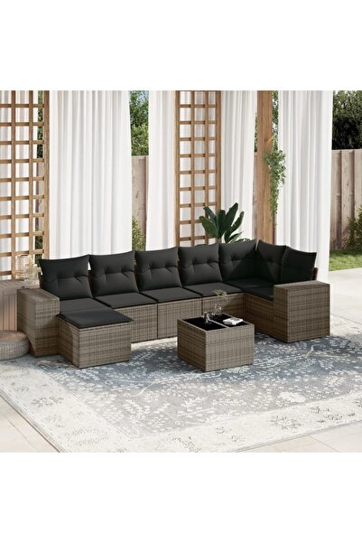 vidaxl Set canapele de gradina cu perne, 8 piese, gri, poliratan