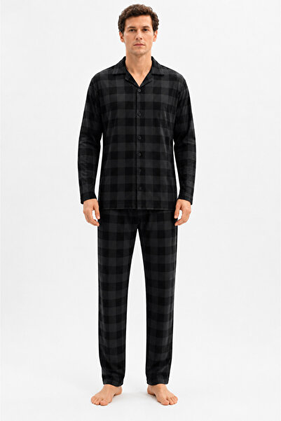 YUYİ Kly Modal Cotton Plaid Pattern Shirt Collar Long Sleeves Front Buttoned ...