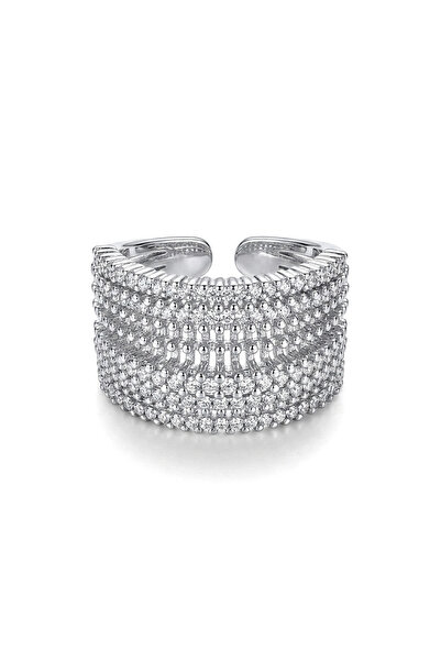 h&b design jewel خاتم من الفولاذ بتصميم مرصع بالأحجار