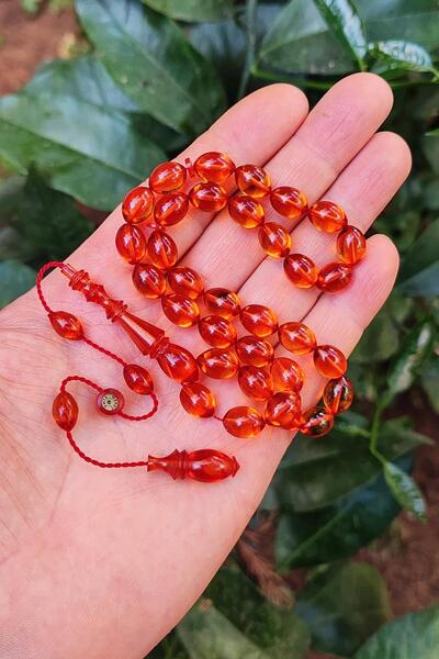 Vip Kehribar 8X11 mm Honey Color Mesut Elma Usta Signed Dice Amber Prayer Beads