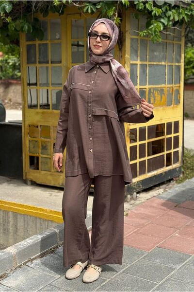 Moda Rosa 26Y6664 - ÇİKOLATA -TUNİK PANTOLON TAKIM