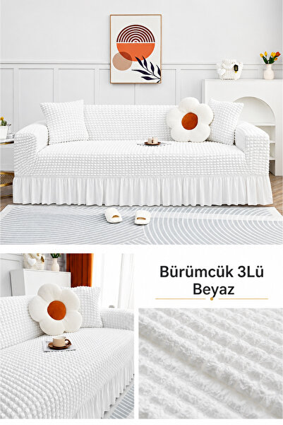 ELHAS Bürümcük 3 Kişilik Koltuk Örtüsü. Etekli Koltuk Kılıfı. Çekyat Kanepe Ö...