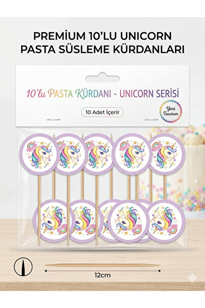 ÇAVUŞ E-TİCARET Unicorn Temalı Pasta Kürdanı Unicorn Cupcake Süsü Unicorn Doğ...