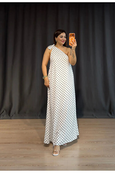 EYFERA Shoulder Tie Detail Polka Dot Dress
