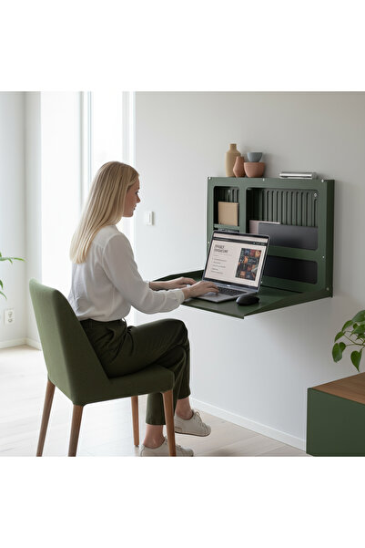 UYART HOME Minimal Metal Laptop Murphy Desk Katlanır Duvar Çalışma Masası Hom...