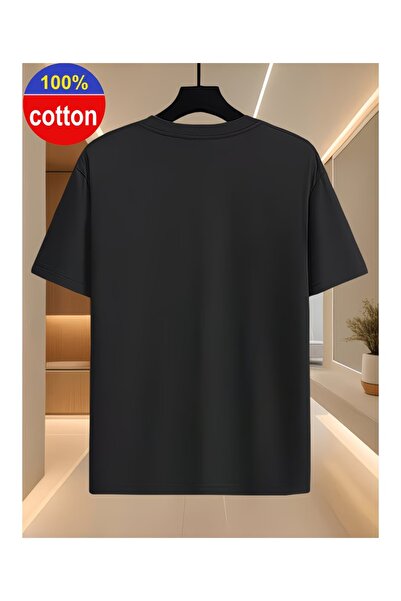 LOTS MODA Oversize Penye Tişört %100 Pamuk – Unisex Baskılı Streetwear Yazlık Rahat Salaş T-Shirt