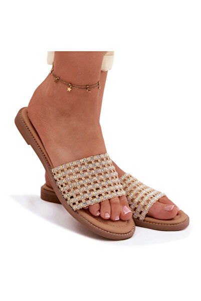 BOTO Women's Flat Beige Fendi Slides 41