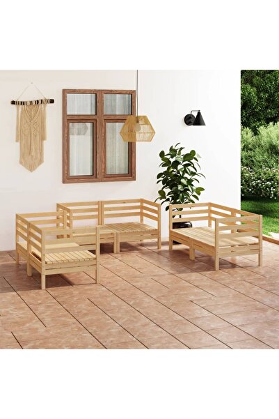 vidaxl Set mobilier de gradina, 6 piese, lemn masiv de pin