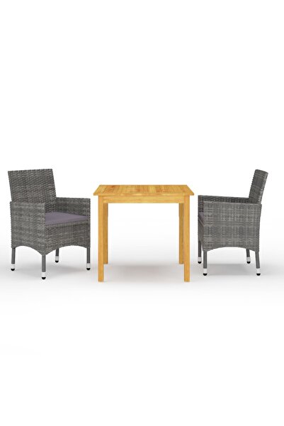 vidaxl Set mobilier de gradina, 3 piese, gri