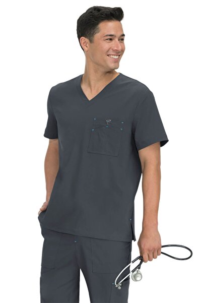 KOI Happiness Bryan Men's Medical Scrub Top 668 - Charcoal Gray