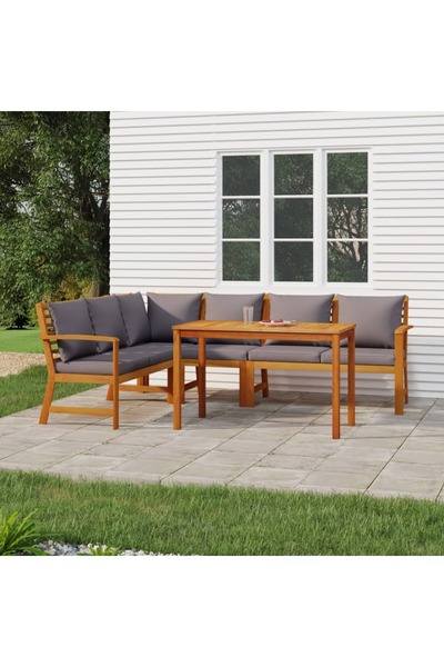 vidaxl Set mobilier de gradina cu perne, 5 piese, lemn masiv de acacia