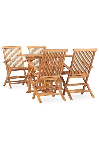 vidaxl Set mobilier de exterior pliabil, 5 piese, lemn masiv de tec
