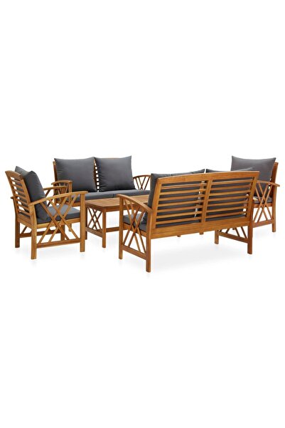 vidaxl Set mobilier gradina cu perne, 5 piese, lemn masiv de acacia