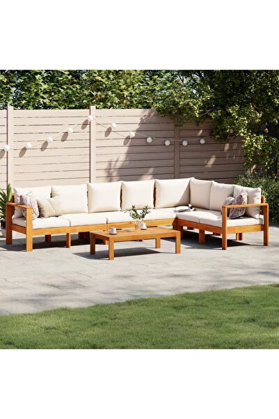 vidaxl Garden sofa set with cushions, 5 pcs., solid acacia wood