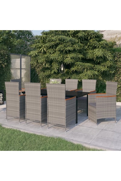 vidaxl Set mobilier pentru gradina cu perne, 9 piese, gri