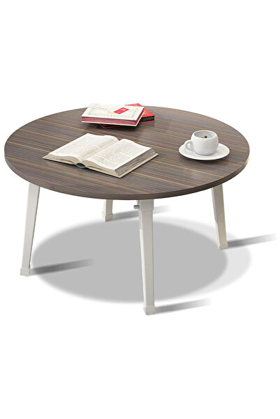 GGEROU Round Folding Coffee Table, Japanese-Style Low Table, Study Desk for T...