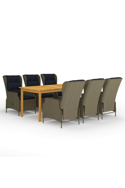 vidaxl Garden furniture set, 7 pieces, brown