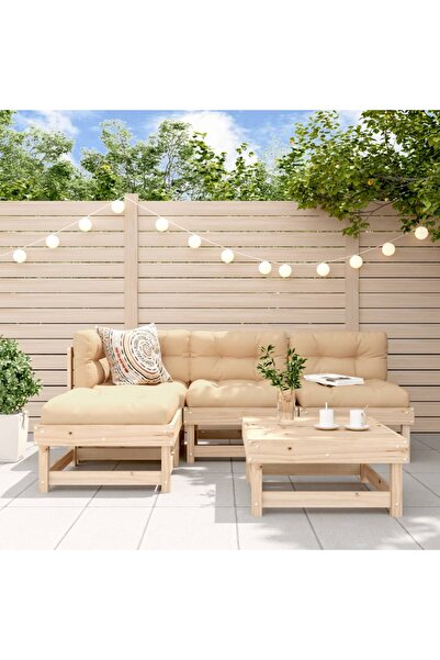 vidaxl Set mobilier relaxare de gradina 5 piese lemn masiv de pin