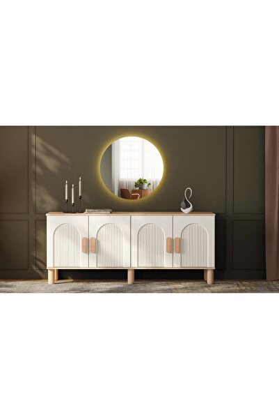 miracool Konsol & Led Işıklı Ayna Dahil / Çok Amaçlı Dolap / Komple MDF