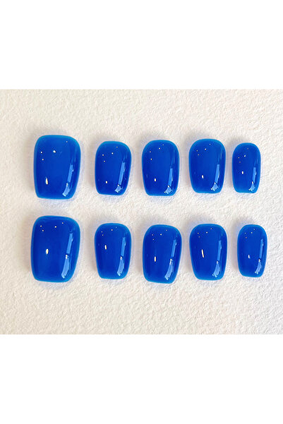 Nailvana (Μεσαίο) Χειροποίητα Αυτοκόλλητα Νύχια με Λάμψη Μπλε Ζαφείρι