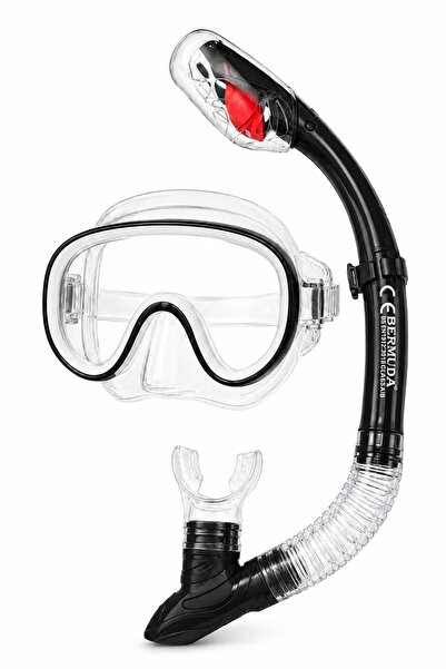 BERMUDA Dalış Gözlük Maske 14+ Şnorkel Seti 02 Siyah