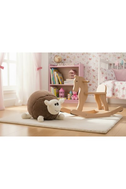 Home Mavi̇makro Lamb Figured Plush Throw Pillow 55 cm