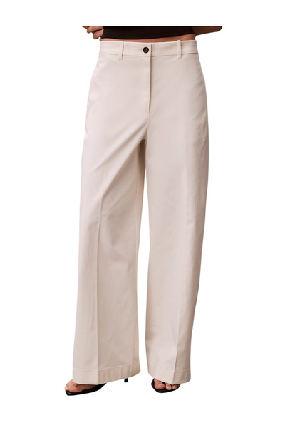 Calvin Klein Γυναικείο Baggy Παντελόνι Εκρού LV047F621G-YAS