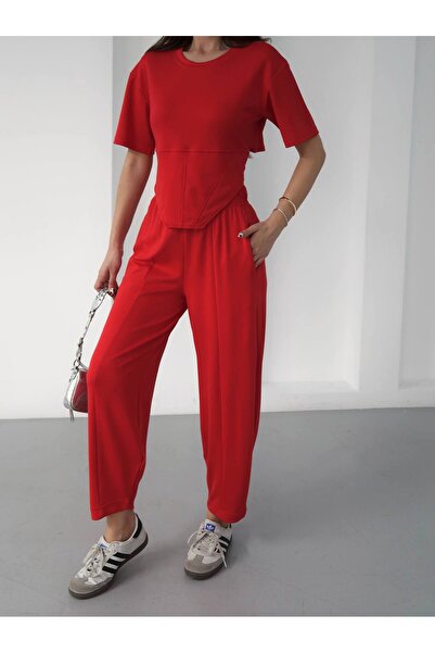 DAME Women's Corseted Carrot Model Tracksuit Set with Back Tie Detail