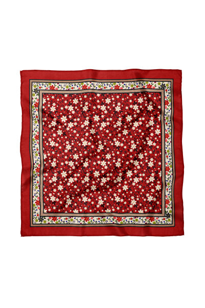 Sultan İpek Çiçek Desenli Fular / Bandana 50x50cm