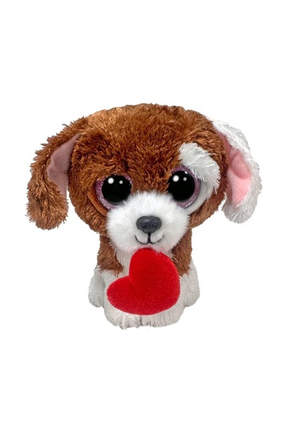 TY Beanie Boos دمية كلب بني مع قلب 15 سم