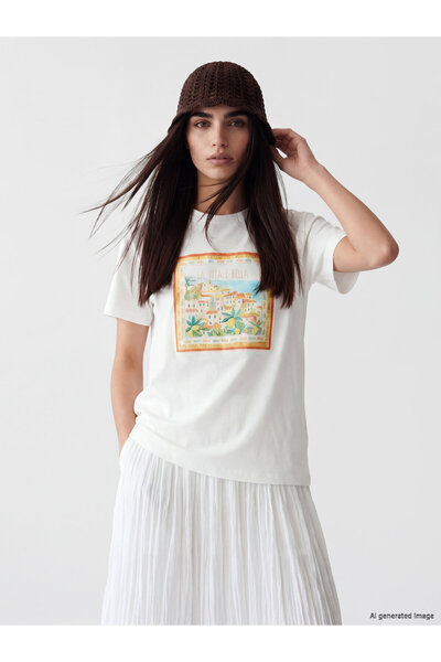 LC Waikiki Tricou pentru damă cu imprimeu cu gât crew