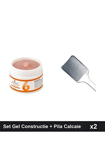 Makeup Set 2 Gel Constructie UV LED FSM 15g Nuanta 06 + Pila Calcaie Negru Matt