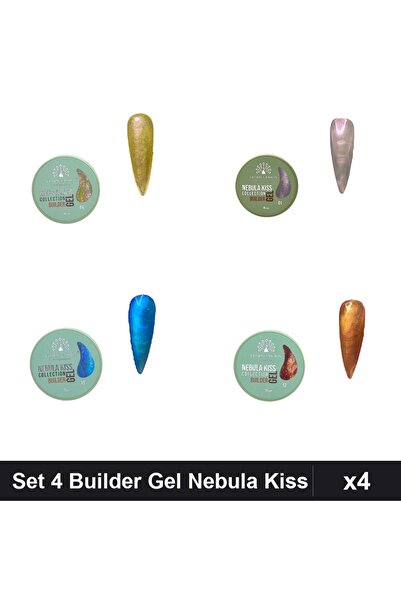 Makeup Set 4 Builder Gel Nebula Kiss 15g, Nuante 01 06 12 15, Construcție Ung...