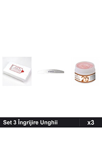 Makeup Set 3 Îngrijire Unghii - 900 Servetele, Pilă Emma 120/150, Gel Constru...