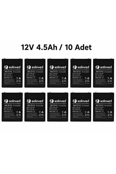 SOLİNVED 12V 4.5Ah Kuru Tip Akü (10 Adet)