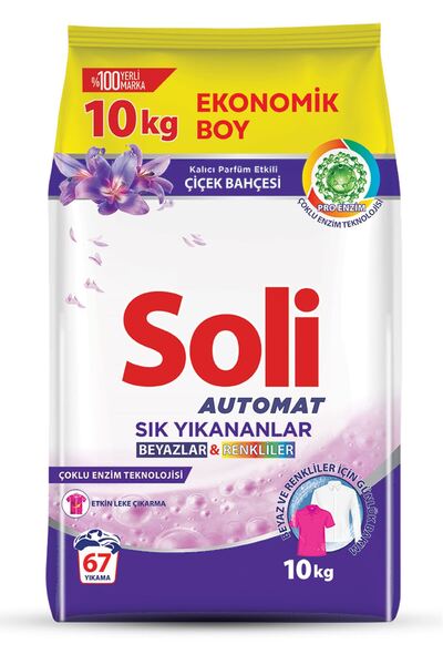 Soli Automat Sık Yıkanan Canlı Renkler 10 Kg Ekonomik