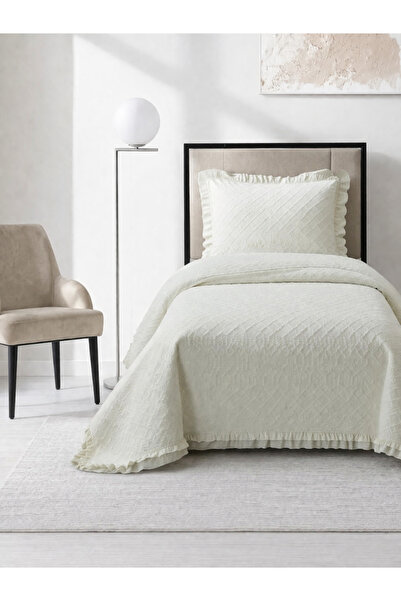 Çeyiz Diyarı Roma Fiber Filled Single 180X240 cm Bedspread Cream