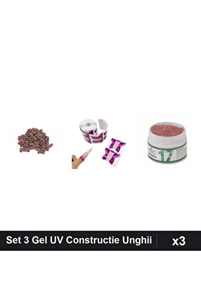 Makeup Set 3 Îngrijire Unghii cu Gel UV LED 15g, Rezerve Smirghel 240, Șabloa...