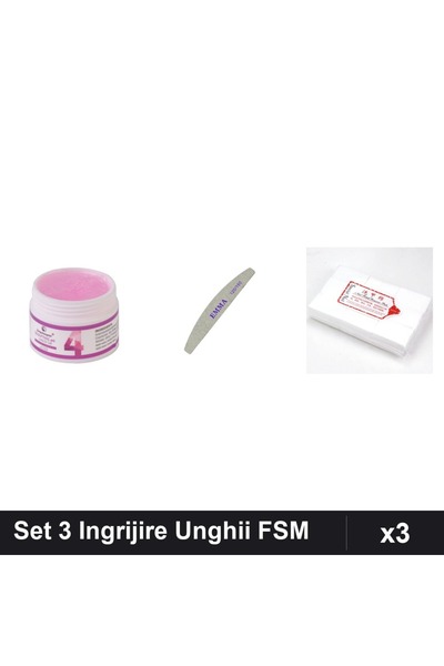 Makeup Set 3 Unghii FSM Gel Constructie UV LED 15g + Pila EMMA + 900 Servetele