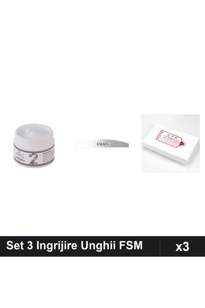 Makeup Set 3 Ingrijire Unghii FSM Gel Constructie UV LED 15g Pila Emma Servet...