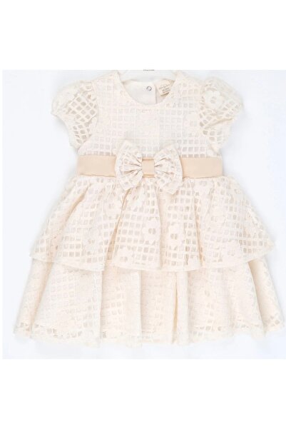 İLHANLAR Baby girl dress with ruffled skirt, bow detail, and lining